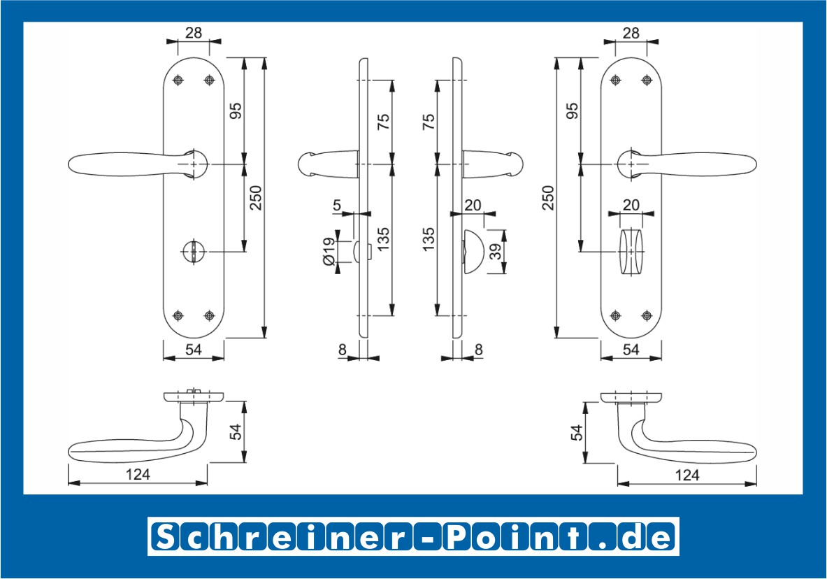 Hoppe Verona Aluminium Renovation-Garnitur F1 Natur 1510/3334, 1778965, 1779010, 1779141